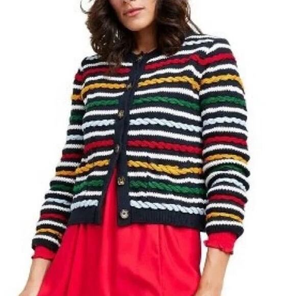 [La Ligne] x Target Navy Blue Textured Striped Cardigan Sweater Chunky Knit 2X - Picture 12 of 12